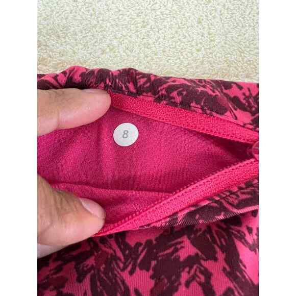 Lululemon Women's Burgundy w/Pink Detail Running Shorts Size 8 - Picture 5 of 6